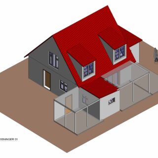 3D-visualisering af villa med to nye kviste i Kastrup
