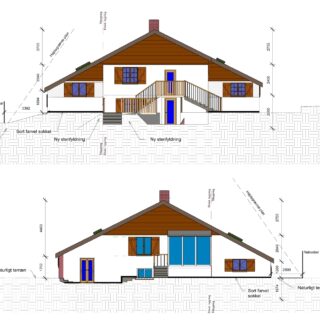 3D-visualisering af villa med tilbygning i Roskilde