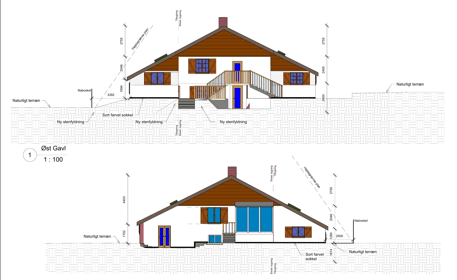 3D-visualisering af villa med tilbygning i Roskilde