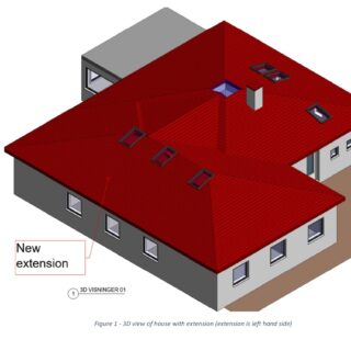 3D-visualisering af tilbygning og ny tagkonstruktion i Kastrup