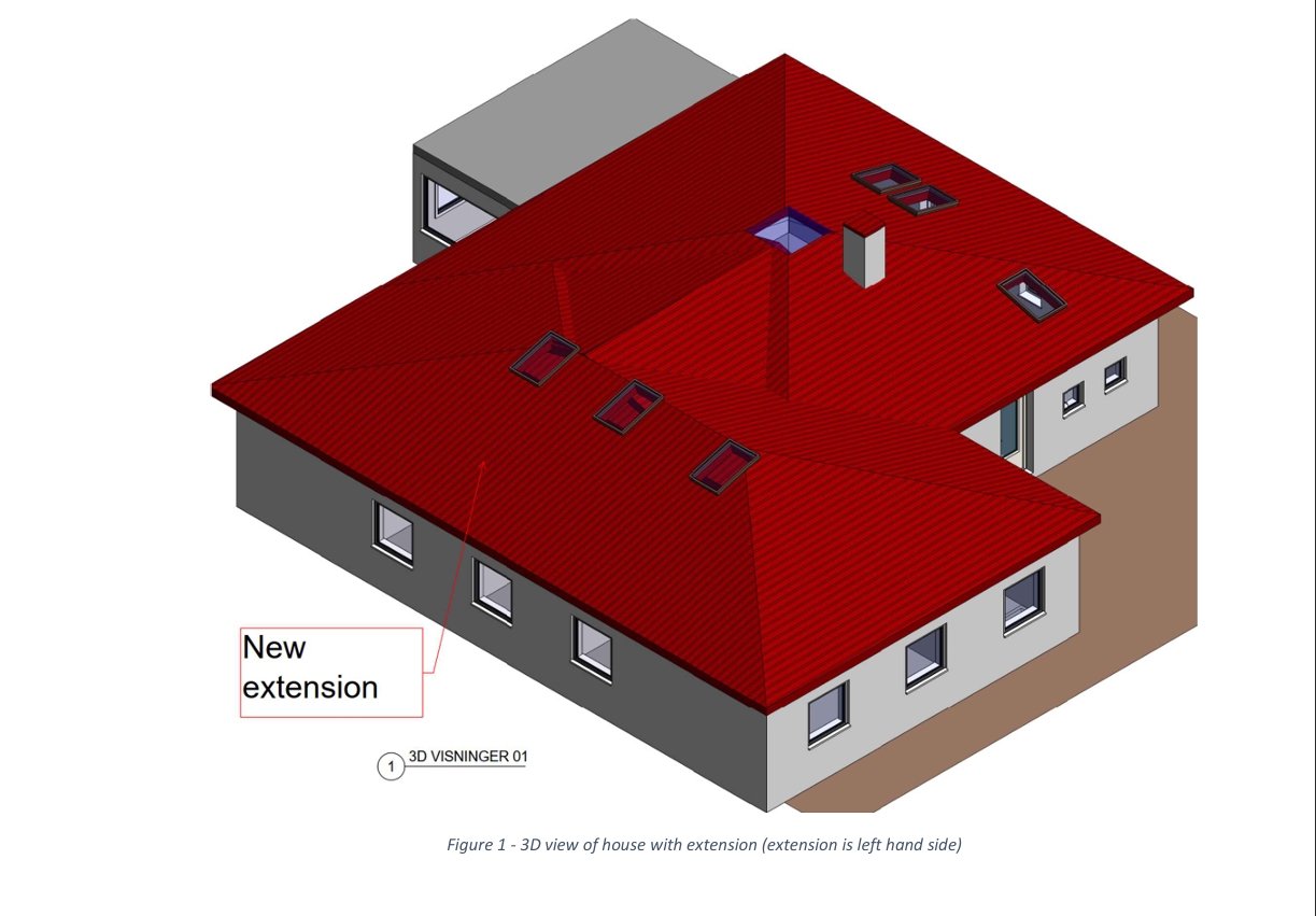 3D-visualisering af tilbygning og ny tagkonstruktion i Kastrup