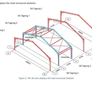 3D-visning af stålkonstruktion med fundamentberegning i Ballerup